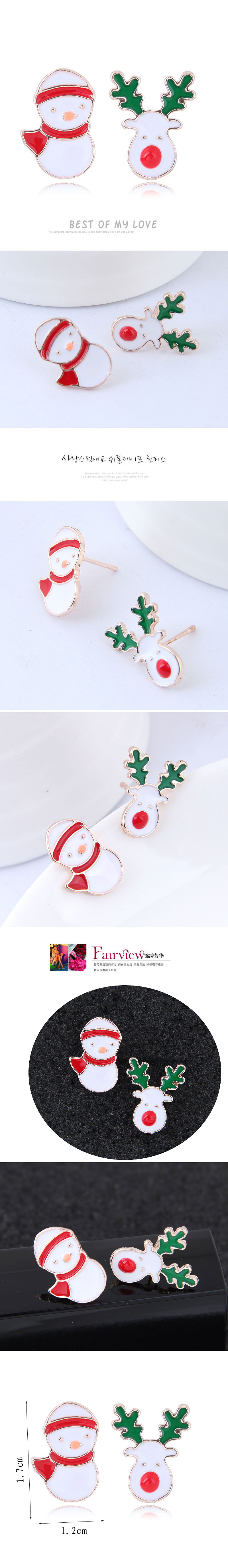 Korean Fashion Sweet Ol Metal Concise Christmas Series Asymmetrical Personality Stud Earrings display picture 1
