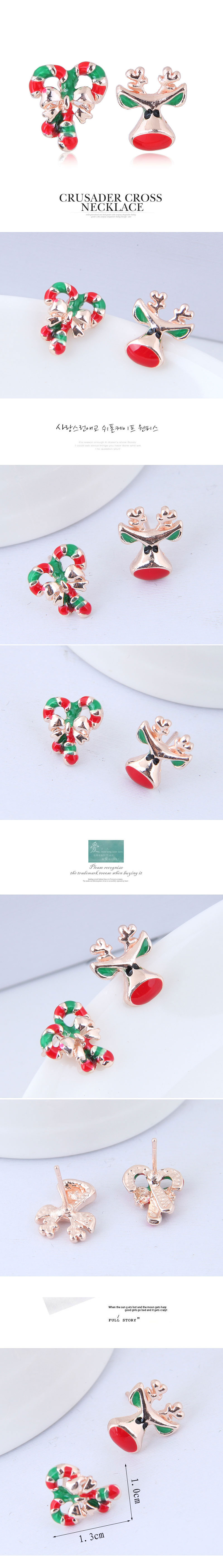 Korean Fashion Sweet Ol Metal Concise Christmas Series Asymmetrical Personality Stud Earrings display picture 1