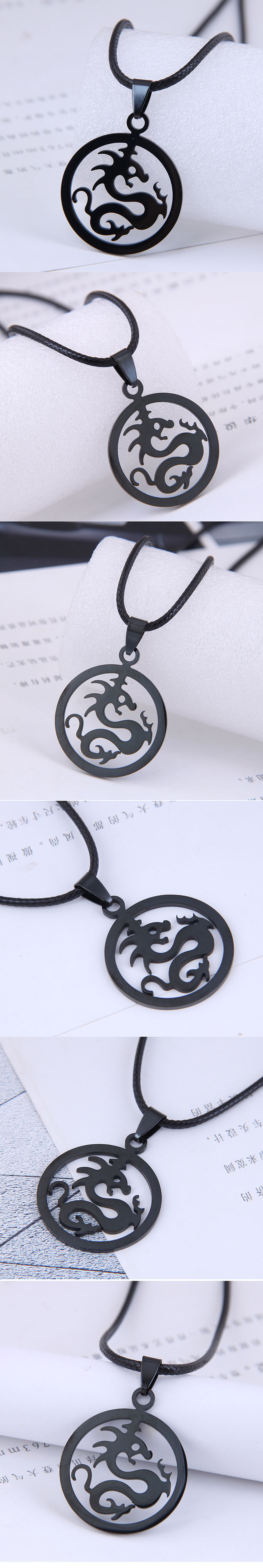 Koreanische Mode Metall Einfache Verheißungsvolle Loulong Edelstahl Persönlichkeit Halskette display picture 1