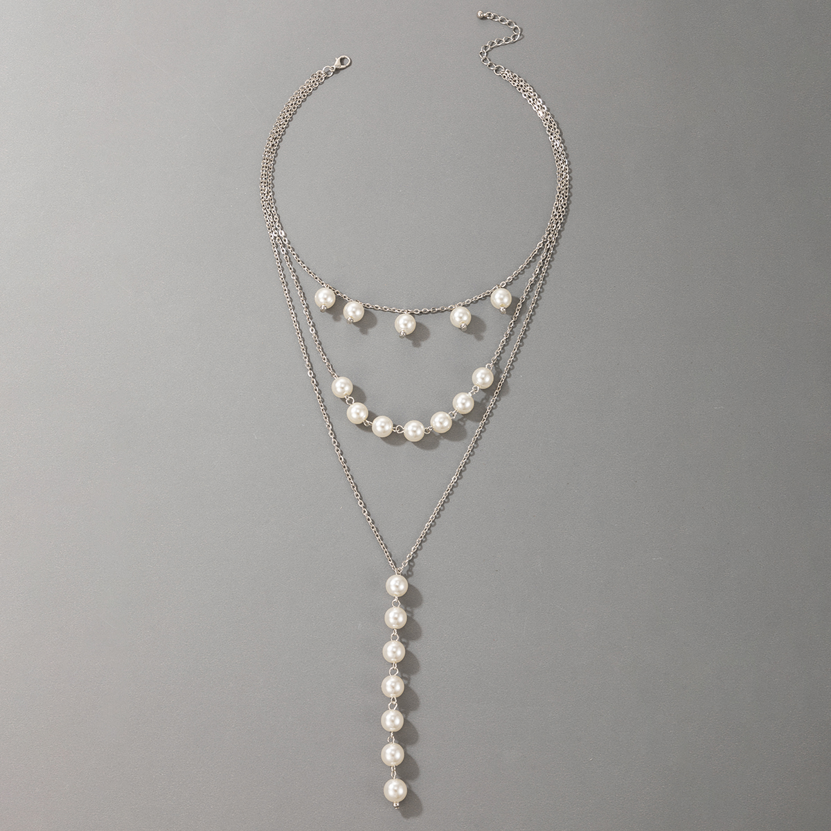 New Jewelry Pearl Heavy Metal Three-layer Necklace display picture 4