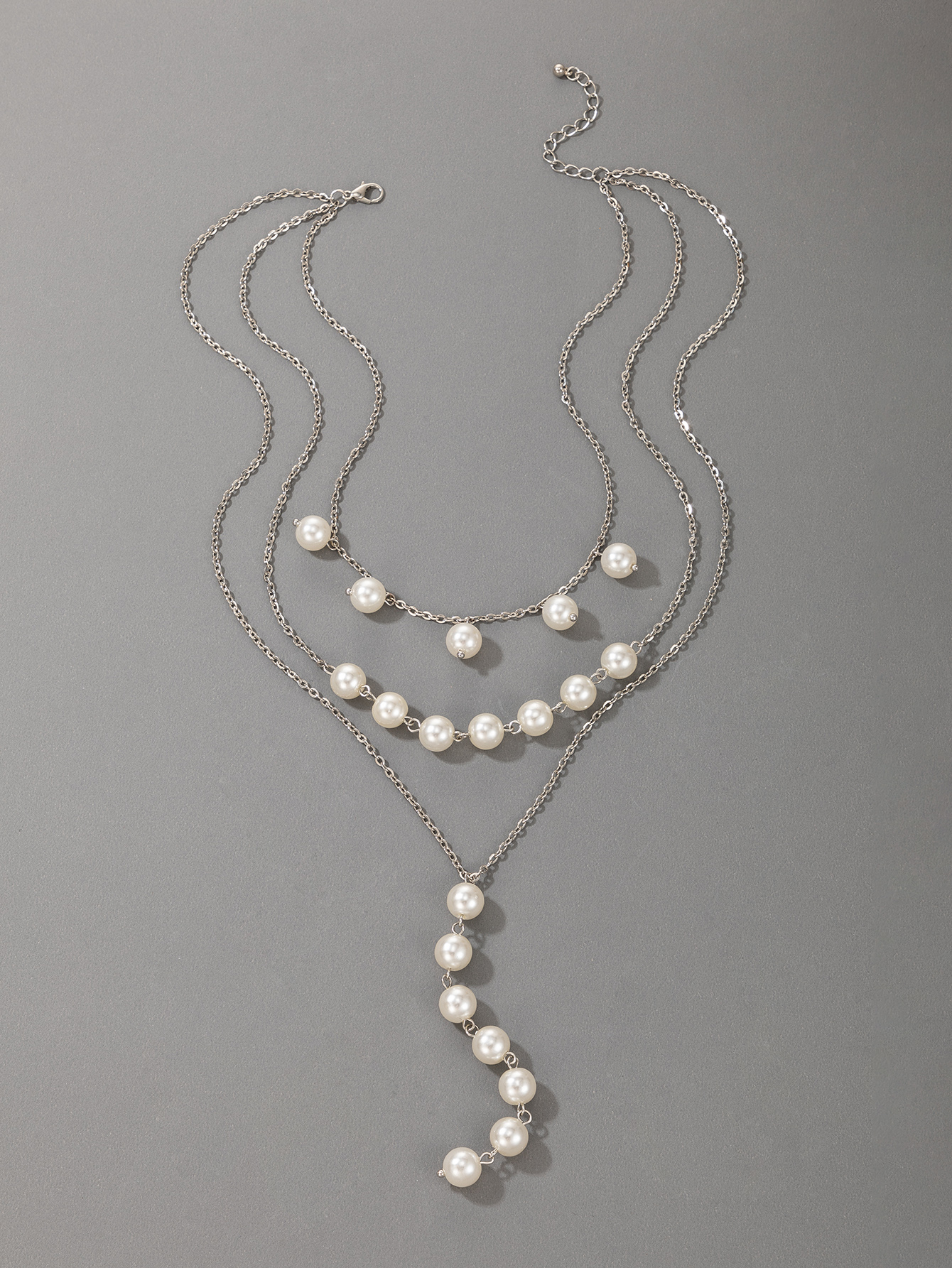 New Jewelry Pearl Heavy Metal Three-layer Necklace display picture 6