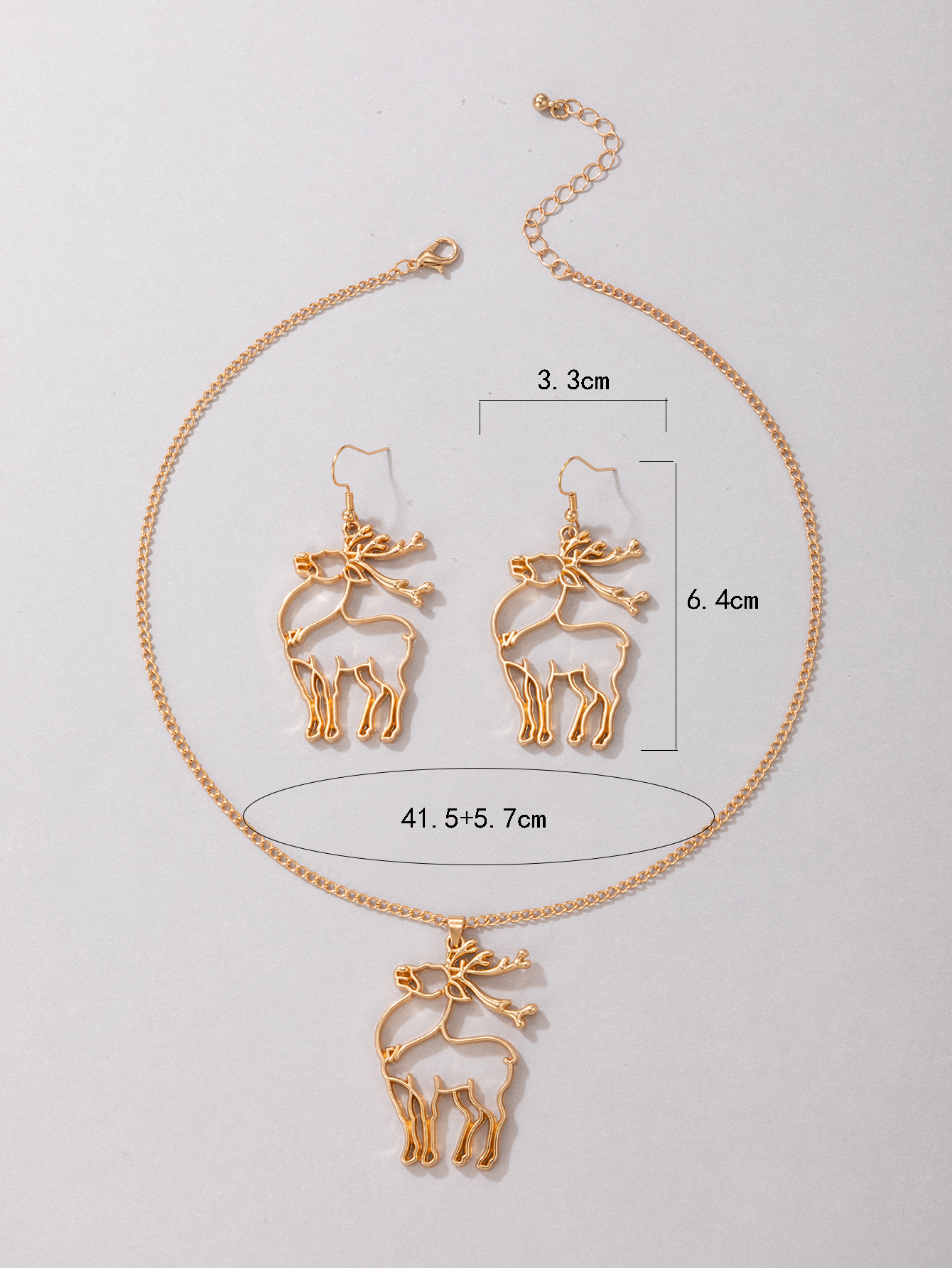 New Jewelry Christmas Golden Giraffe Necklace Earrings Set display picture 1