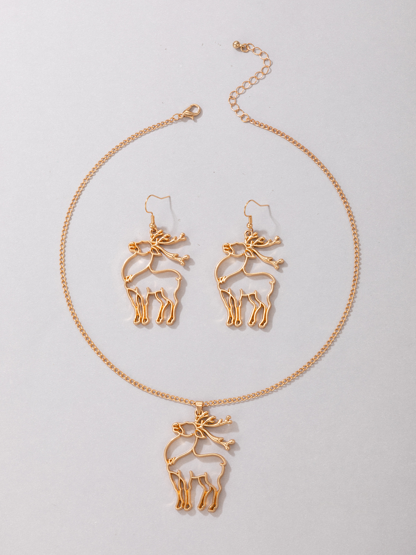 New Jewelry Christmas Golden Giraffe Necklace Earrings Set display picture 5