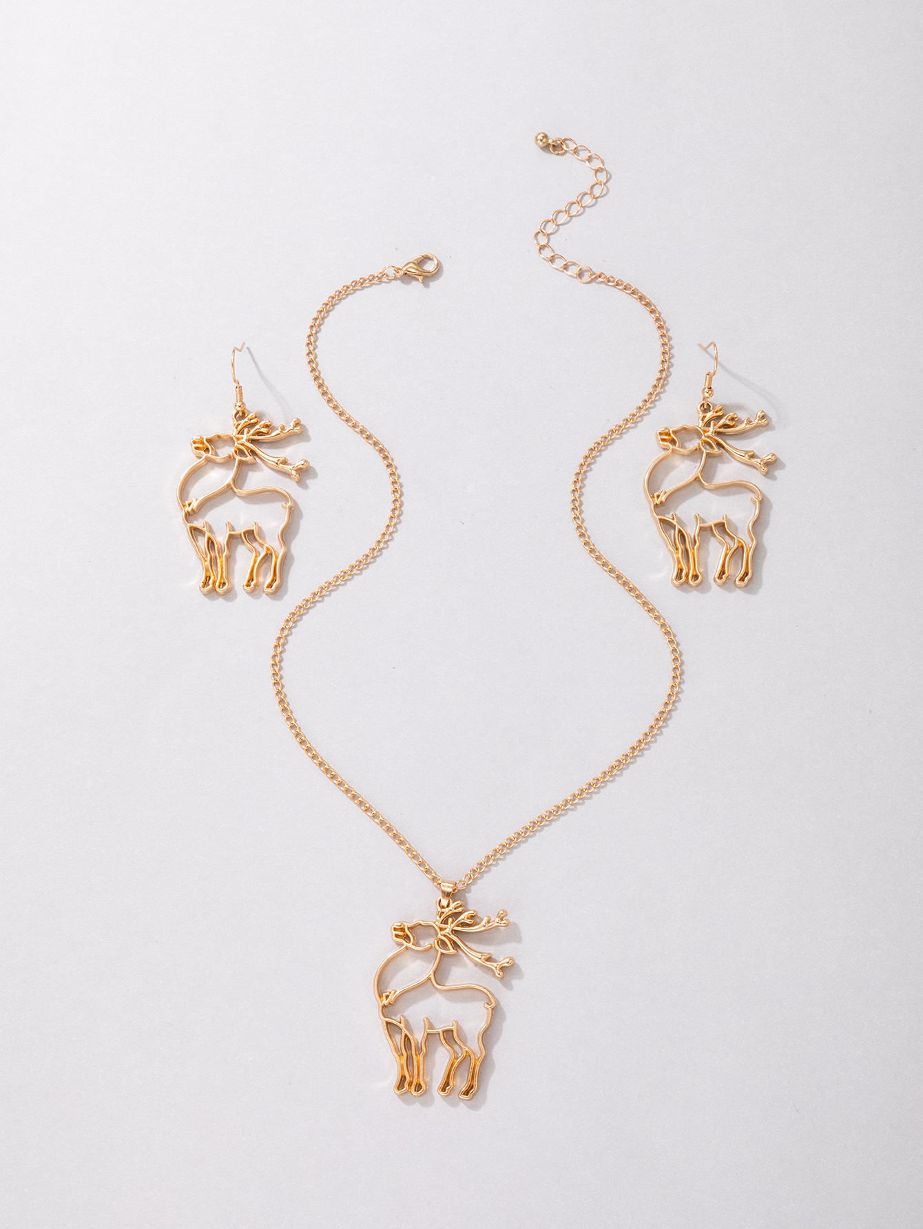 Nouveaux Bijoux Ensemble De Boucles D&#39;oreilles Collier De Girafe Dorée De Noël display picture 6