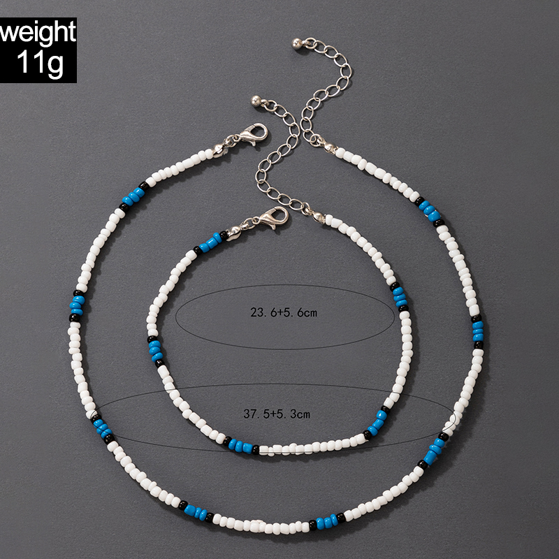 Korean Version Of The New Bohemian Style Multicolor Bead Necklace Anklet Combination Set display picture 1