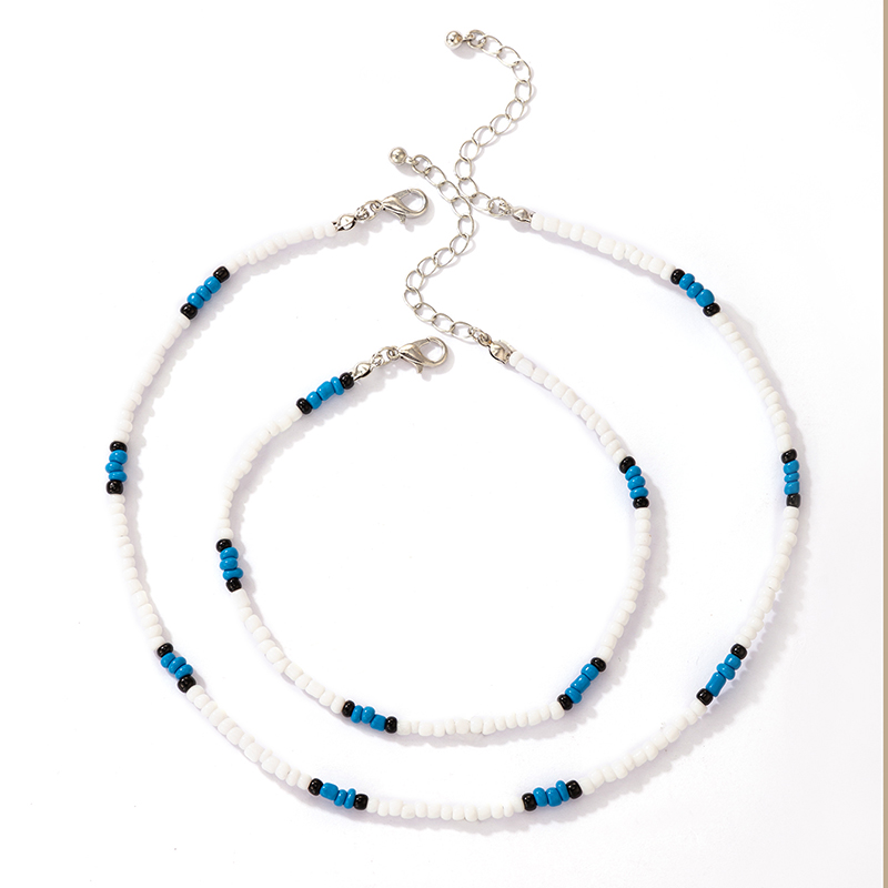 Korean Version Of The New Bohemian Style Multicolor Bead Necklace Anklet Combination Set display picture 3