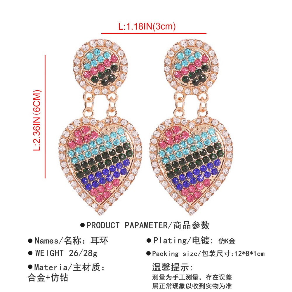 Fashion Alloy Heart Full Diamond Earrings display picture 1
