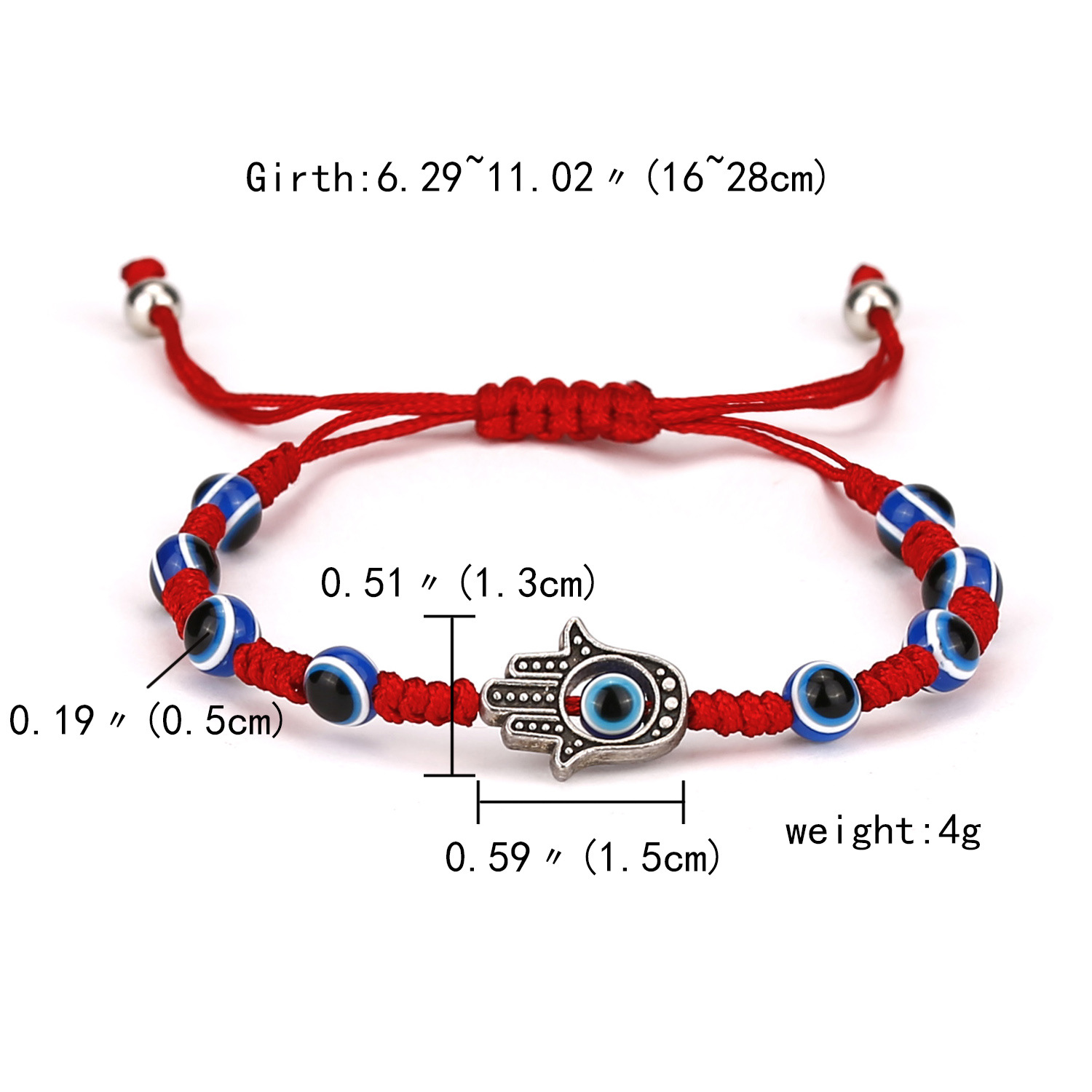 Mode Verstellbares Armband Kreatives Neues Blaues Auge Armband Böses Auge Rotes Seil Geflochtenes Armband display picture 3
