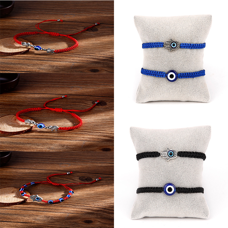 Mode Verstellbares Armband Kreatives Neues Blaues Auge Armband Böses Auge Rotes Seil Geflochtenes Armband display picture 7