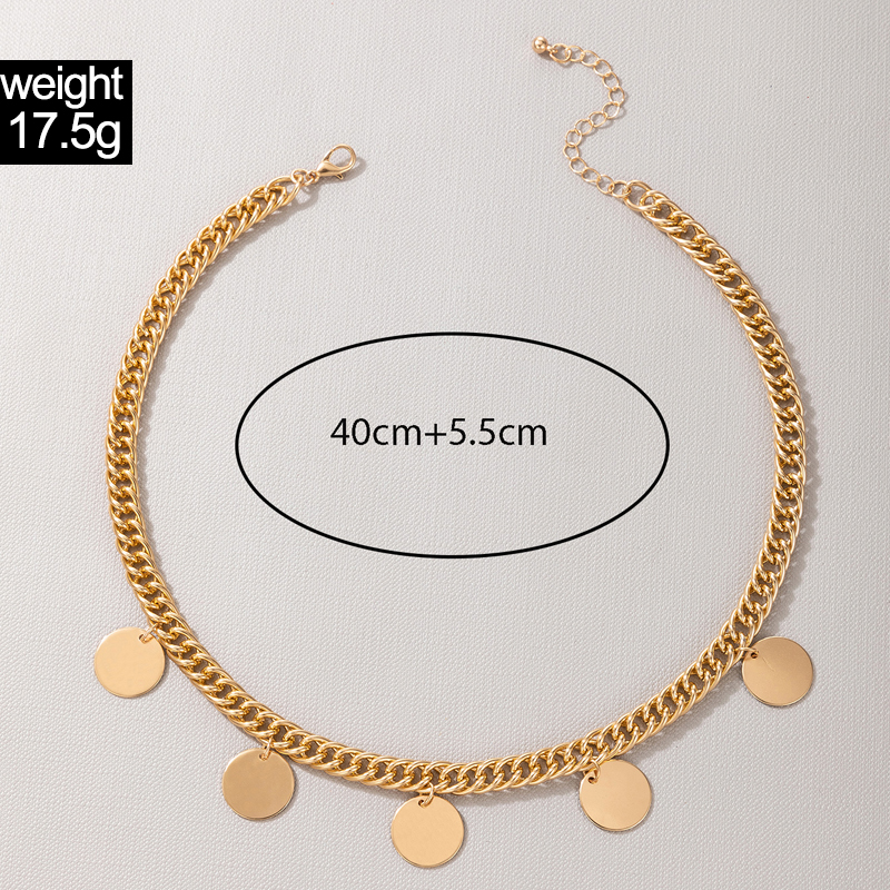 Hip Hop Alloy Disc Single Layer Thick Necklace Wholesale display picture 1