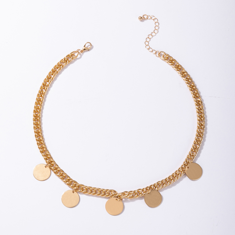 Hip Hop Alloy Disc Single Layer Thick Necklace Wholesale display picture 4