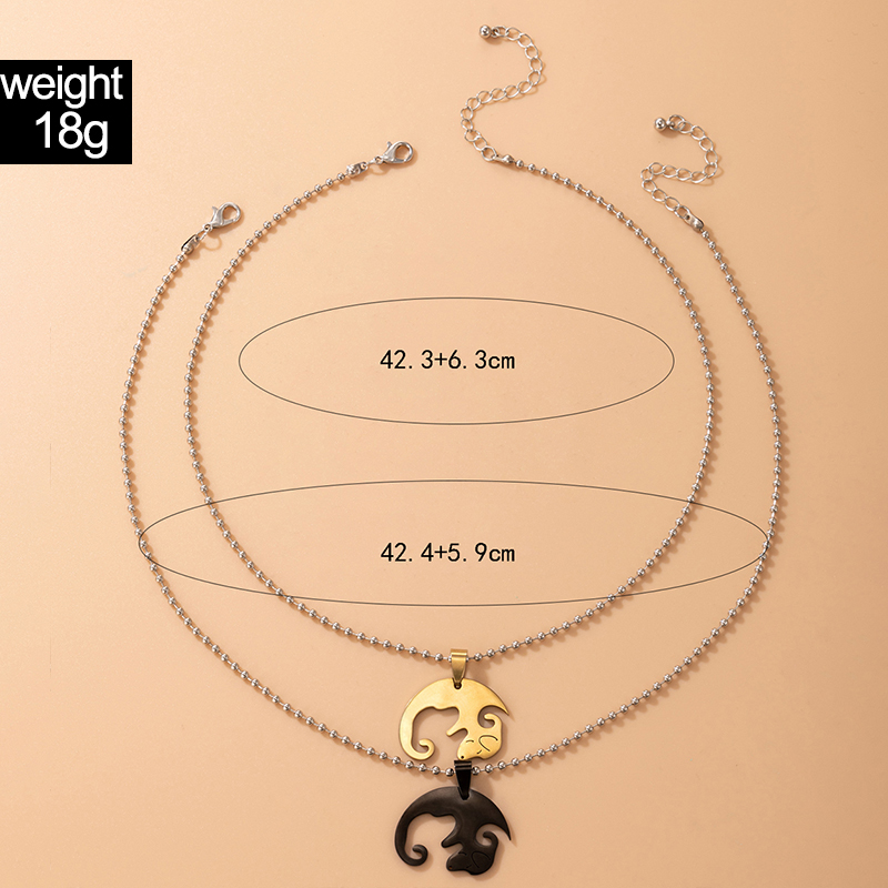 Jewelry Alloy Peach Heart Double Necklace Irregular Round Bead Chain Necklace display picture 11