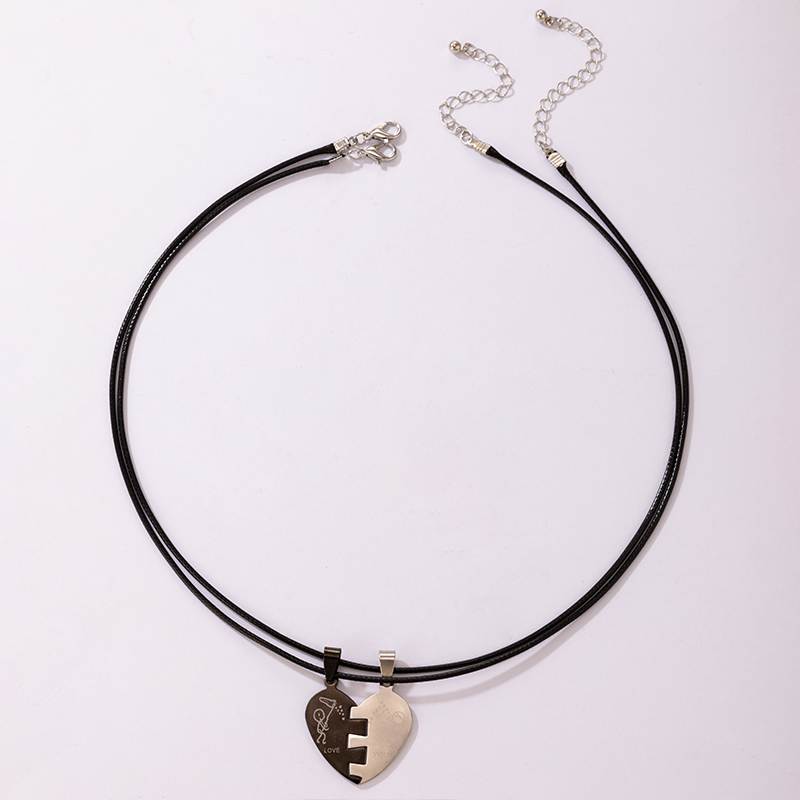 Jewelry Alloy Peach Heart Double Necklace Irregular Round Bead Chain Necklace display picture 19