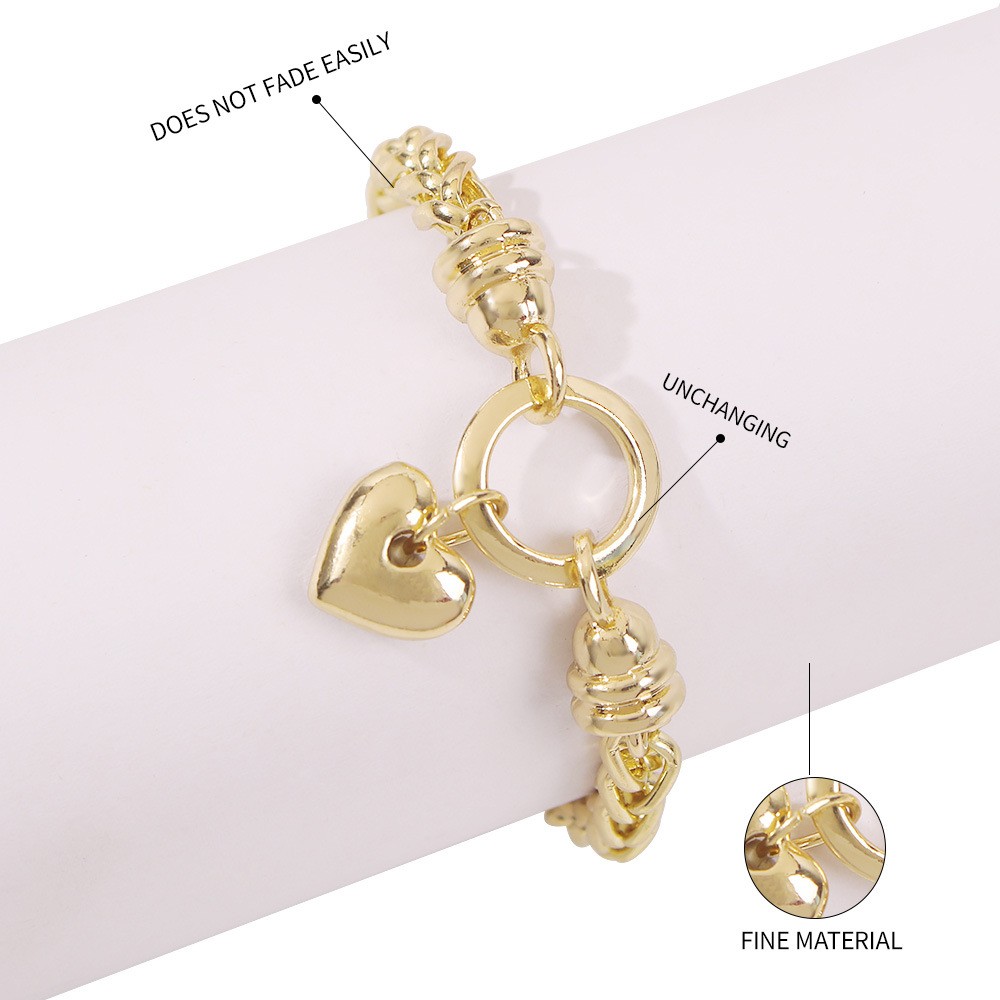 Fashion Geometric Heart Thick Alloy Bracelet Wholesale display picture 2