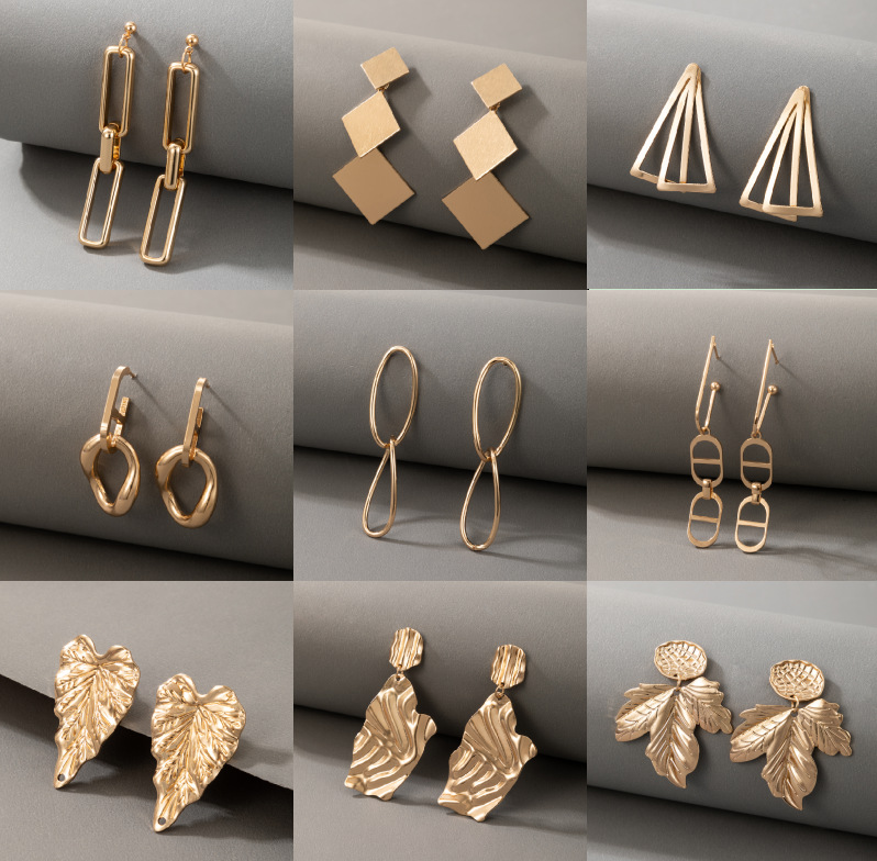 European And American Simple Exaggerated Geometric Alloy Earrings display picture 1