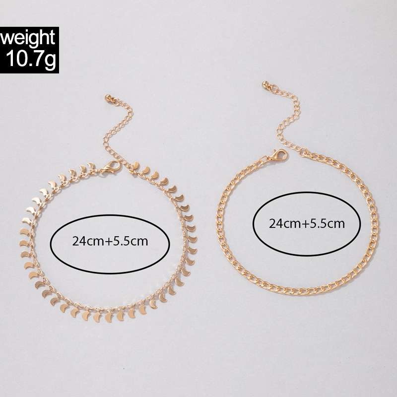 Fashion Simple Alloy Moon Geometric Disc Chain Multi-layer Anklet Wholesale display picture 1