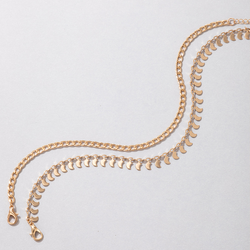 Fashion Simple Alloy Moon Geometric Disc Chain Multi-layer Anklet Wholesale display picture 4