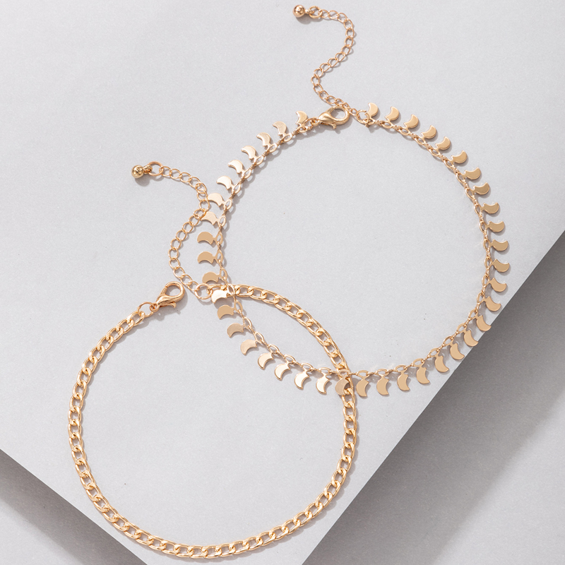 Fashion Simple Alloy Moon Geometric Disc Chain Multi-layer Anklet Wholesale display picture 5
