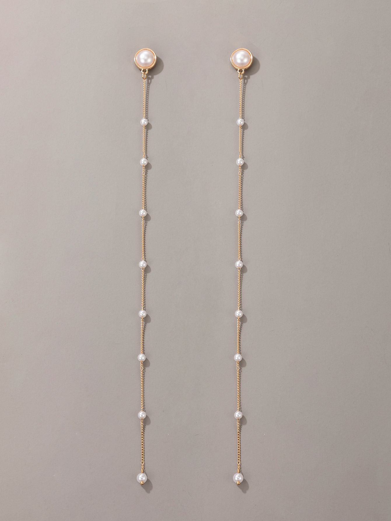 Mode Lange Perlenquastenohrringe Europäische Und Amerikanische Unregelmäßige Geometrische Ohrringe display picture 1