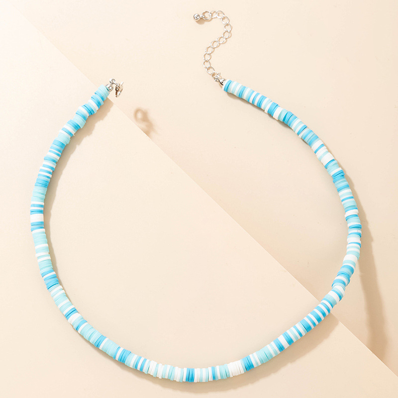 New Bohemian Short Necklace Stacking Natural Color Soft Ceramic Necklace Wholesale display picture 3