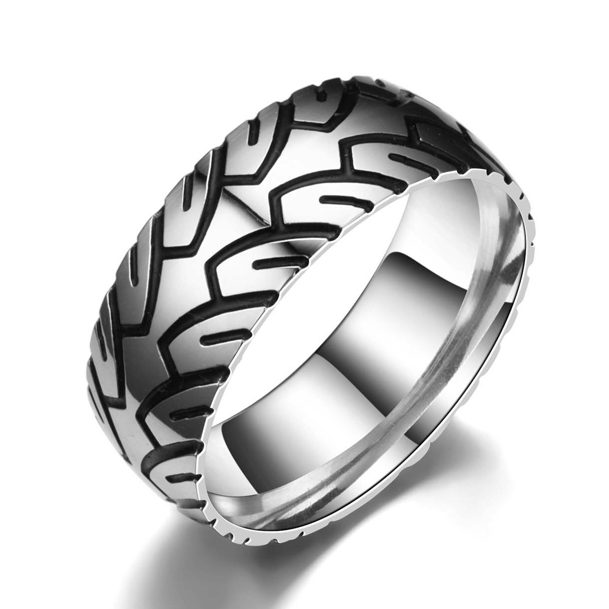 Fashion Men's Titanium Steel Geometric Carved Ring display picture 2