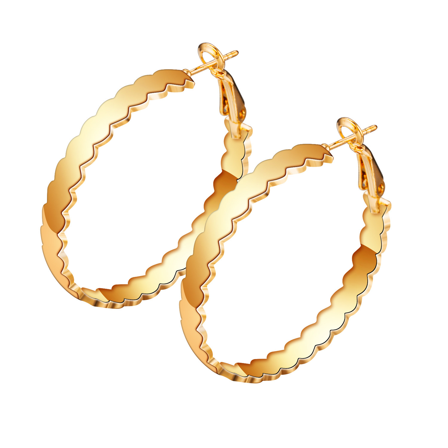 Women's Exaggerated Geometric Ripple Alloy Hoop Earrings display picture 1