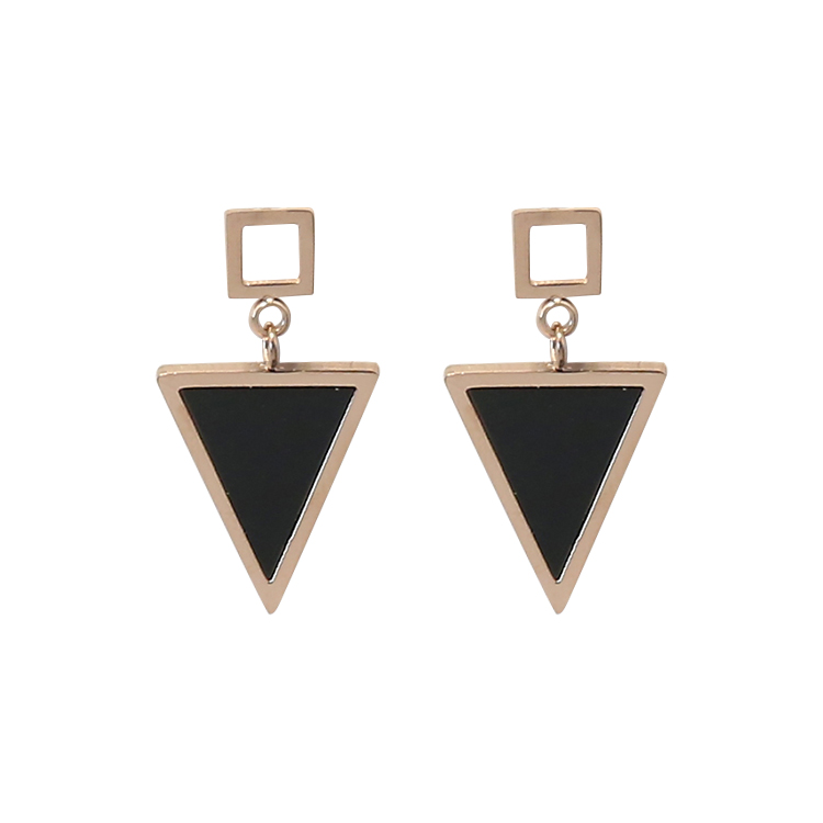 Simple Titanium Steel Triangle Earrings Wholesale display picture 1