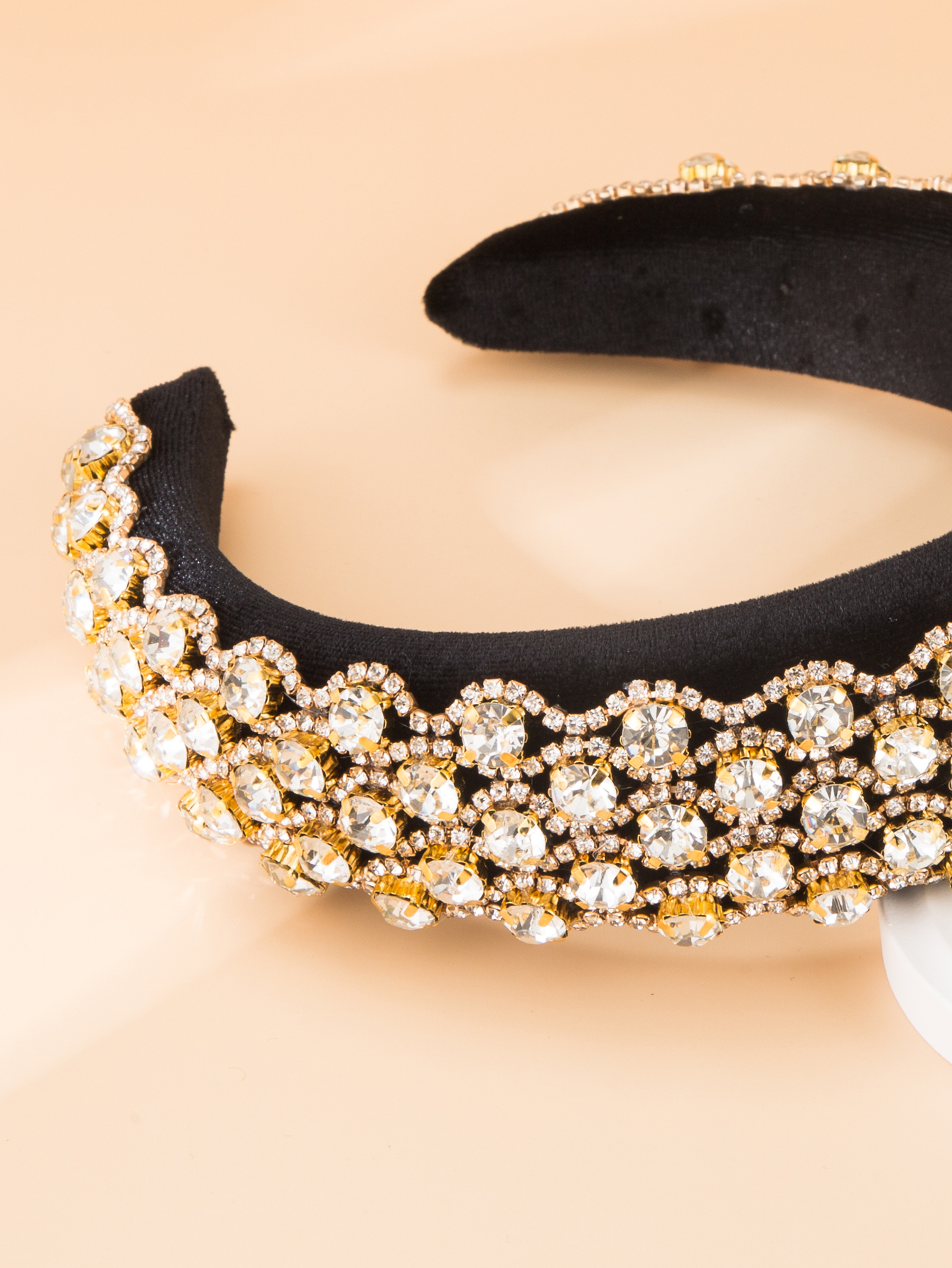 Golden Diamond Wide Fabric Headband Wholesale display picture 4