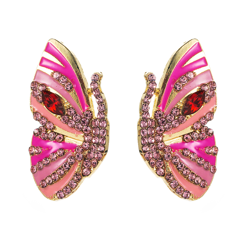 Korean New Earrings Alloy Drop Oil Diamond Rhinestone Butterfly Earrings Female Wholesale display picture 8