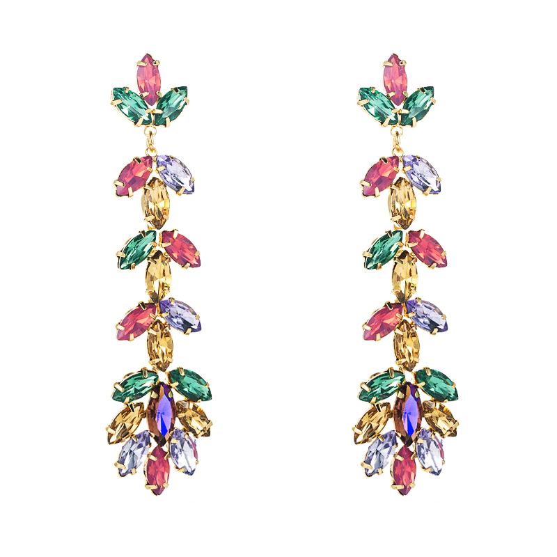 Fashion Exaggerated Alloy Diamond-studded Flower Long Earrings Female Wholesale display picture 8