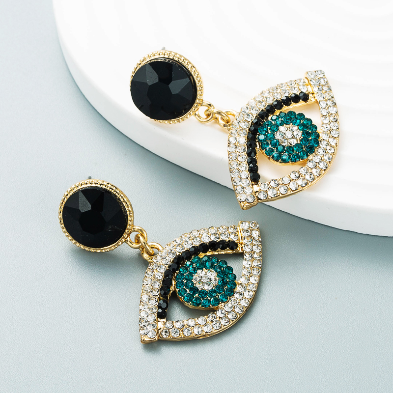European And American Style Exaggerated Alloy Diamond-studded Eye Earrings Female display picture 6