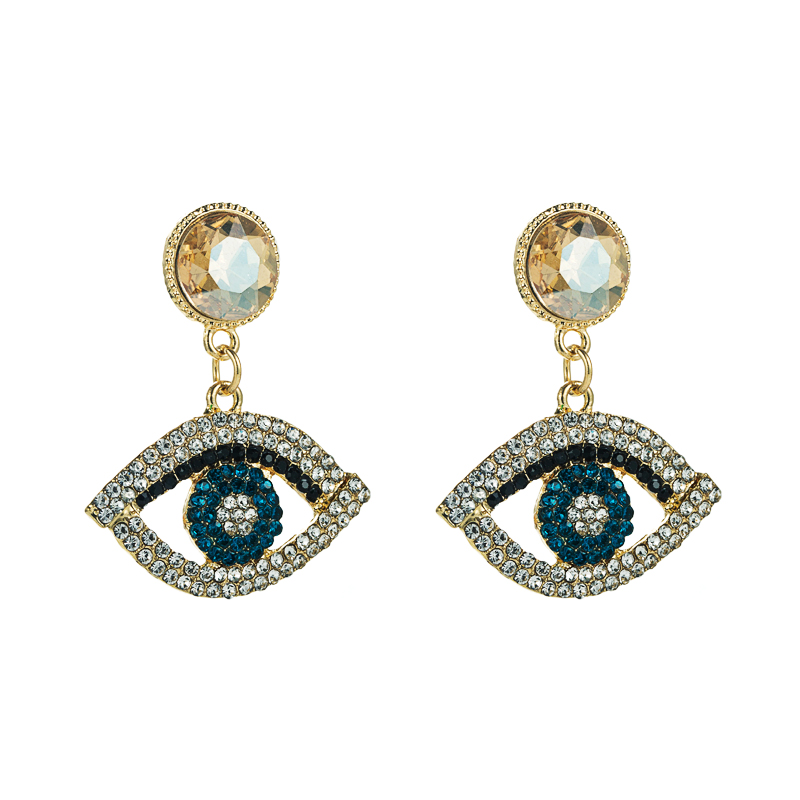 European And American Style Exaggerated Alloy Diamond-studded Eye Earrings Female display picture 7