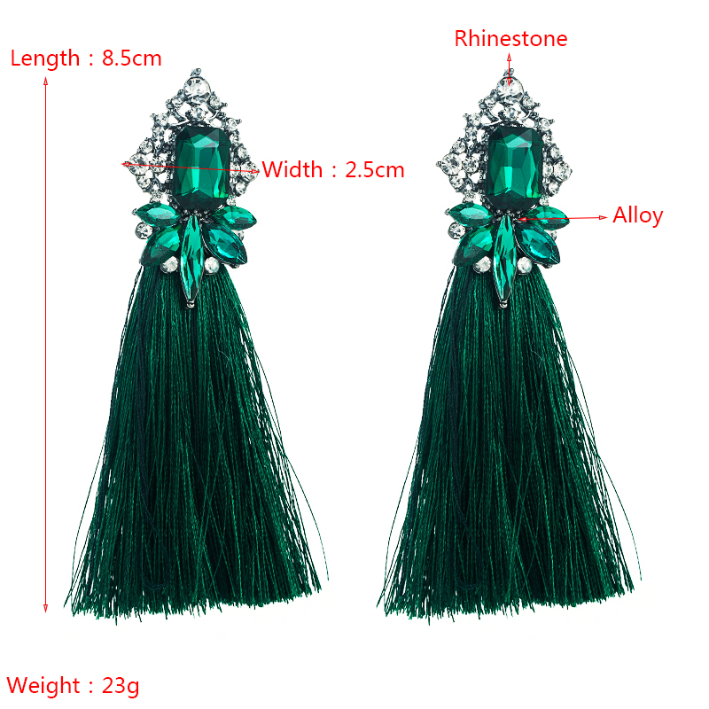 New Exaggerated Long Tassel Earrings With Diamonds Fashion Female Earrings Wholesale display picture 1