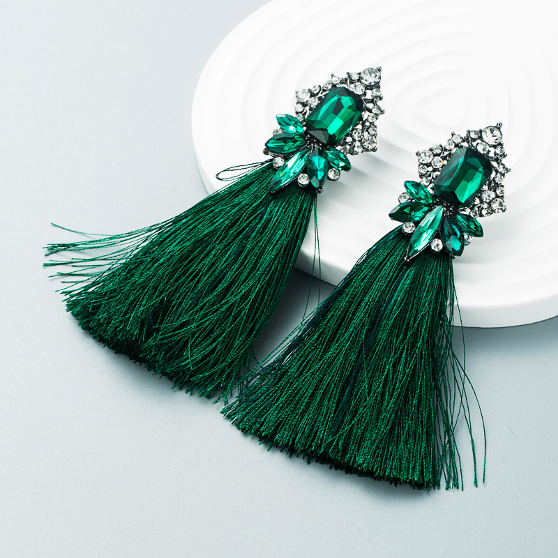 New Exaggerated Long Tassel Earrings With Diamonds Fashion Female Earrings Wholesale display picture 4