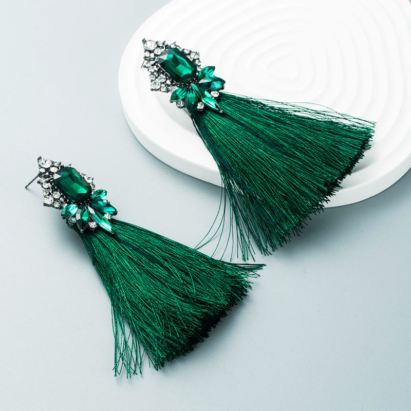 New Exaggerated Long Tassel Earrings With Diamonds Fashion Female Earrings Wholesale display picture 5