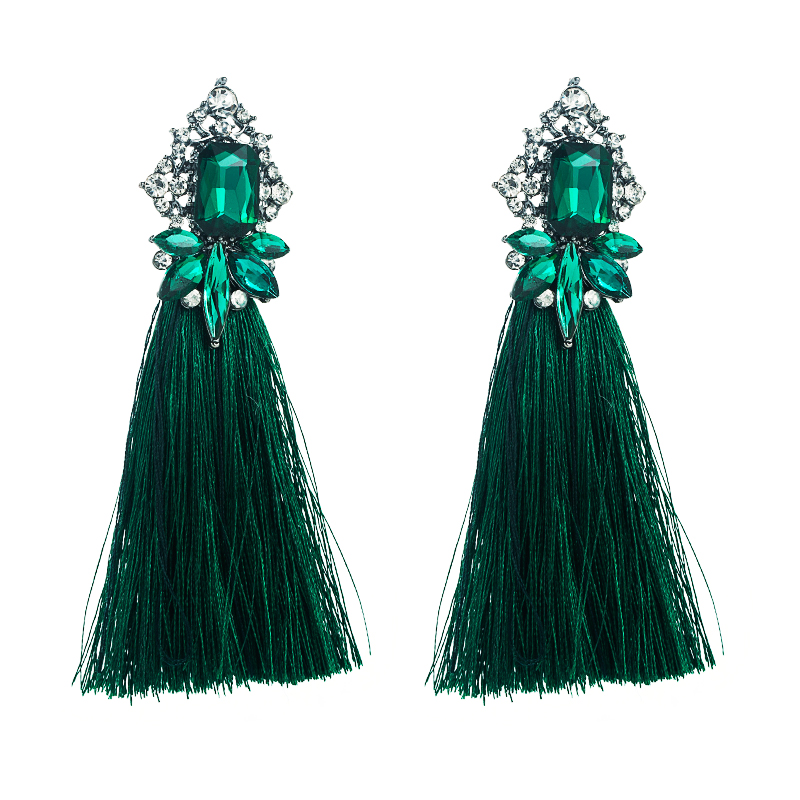 New Exaggerated Long Tassel Earrings With Diamonds Fashion Female Earrings Wholesale display picture 7