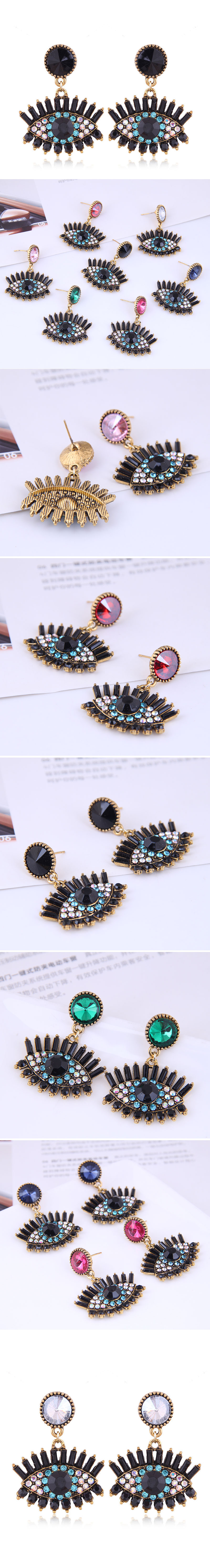 European And American Fashion Metal Diamond-studded Devil's Eye Exaggerated Earrings display picture 1