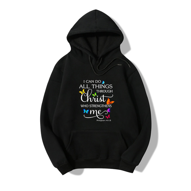 Hooded Trendy Cartoon Letter Printing Long-sleeved Fleece Sweater display picture 1