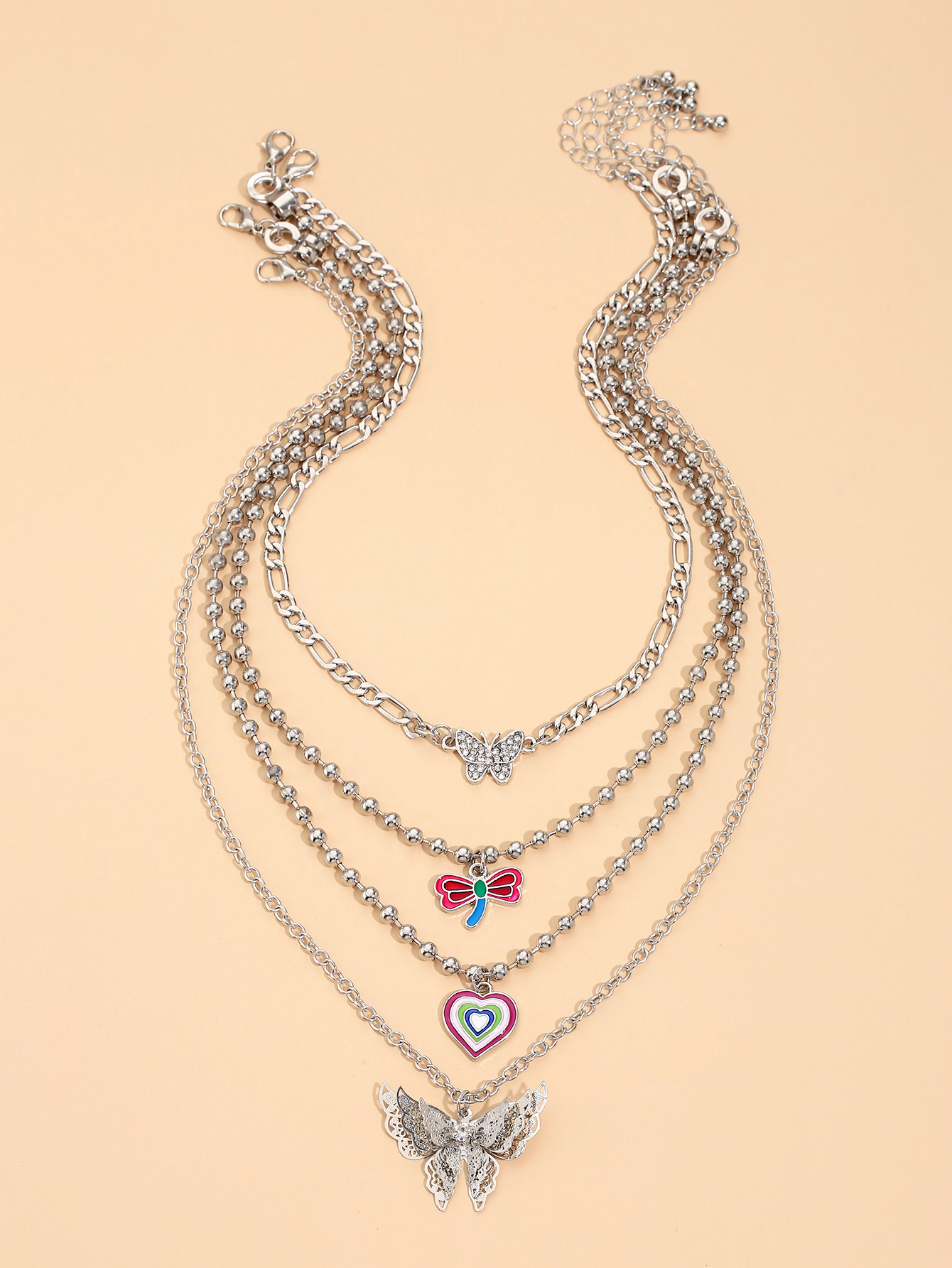 Neue Mode Weibliche Halskette Schmuck Personalisierte Schmetterling Liebe Anhänger Mehrteilige Halsketten Set display picture 3