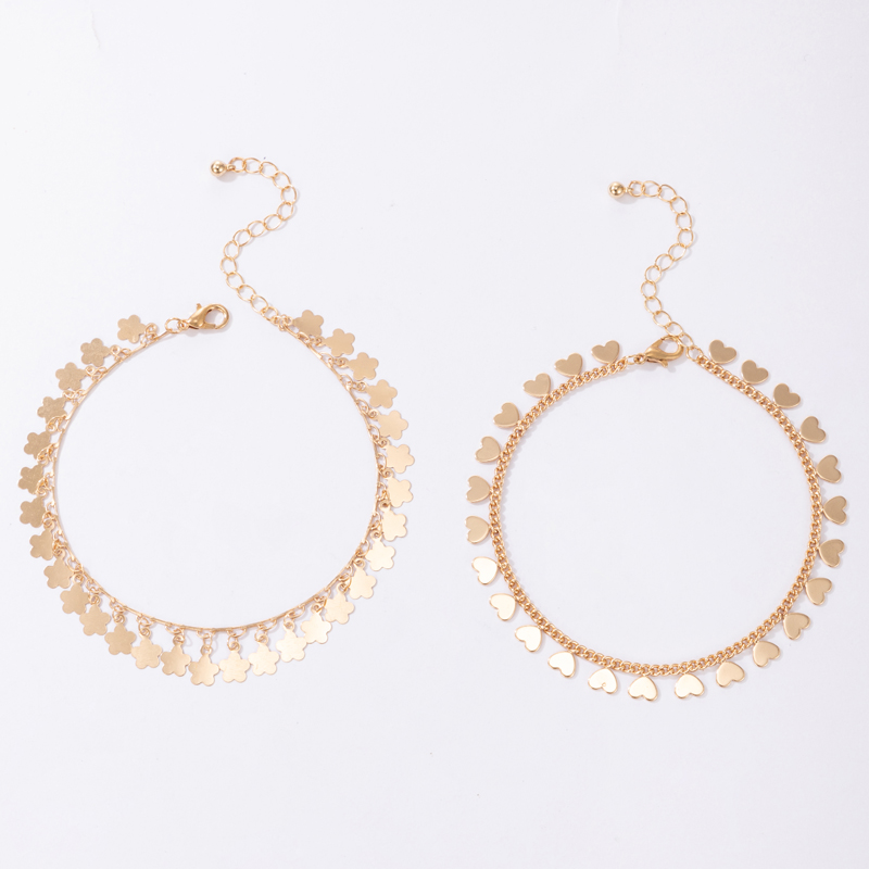 بسيطة مجوهرات الحب نجمة هندسية خلخال اثنين-قطعة مجموعة خلخال display picture 5