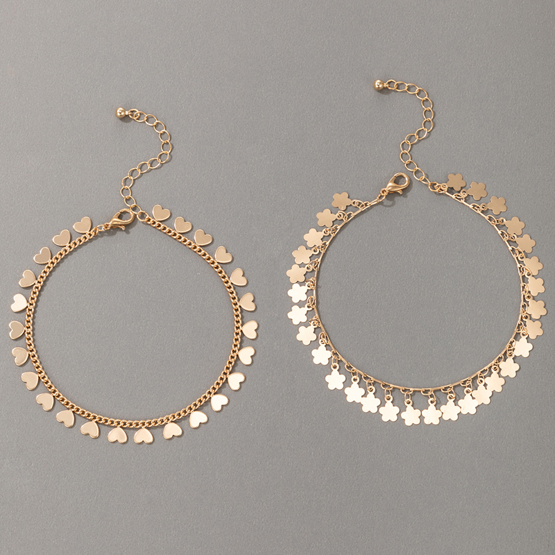 بسيطة مجوهرات الحب نجمة هندسية خلخال اثنين-قطعة مجموعة خلخال display picture 6