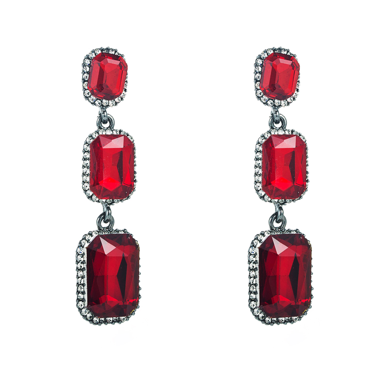 Creative Ruby European And American Retro Palace Style Alloy Diamond Earrings display picture 9