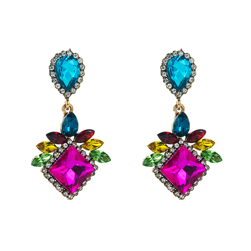 Exaggerated Multi-layer Drop-shaped Square Diamond-studded Acrylic Full-diamond Earrings display picture 8