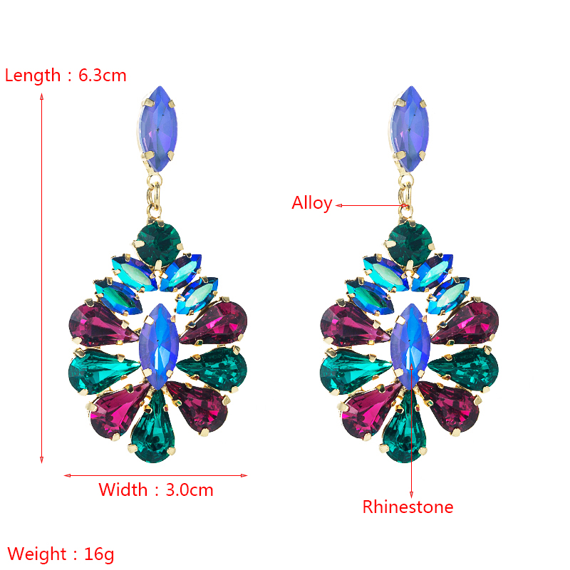 European And American Exaggerated Multi-layer Alloy Diamond-studded Rhinestone Earrings Women display picture 1