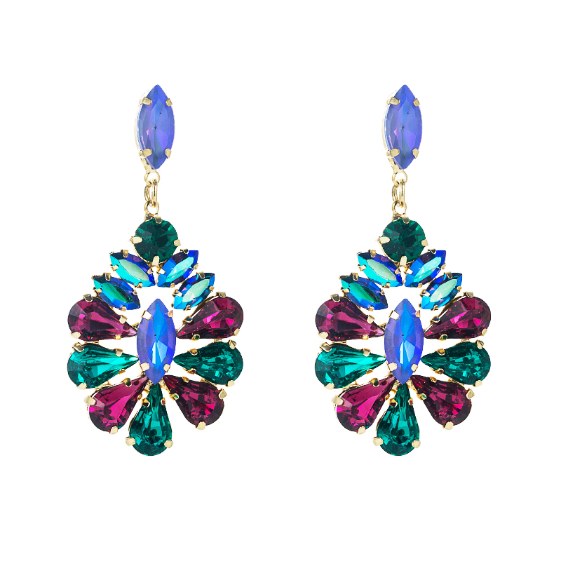 European And American Exaggerated Multi-layer Alloy Diamond-studded Rhinestone Earrings Women display picture 9