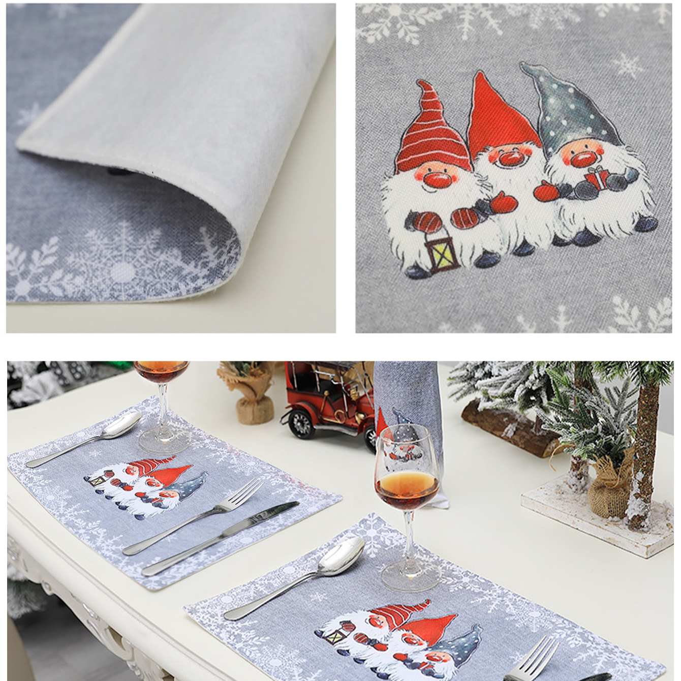 Wholesale Christmas Cartoon Gray Forester Placemat display picture 3