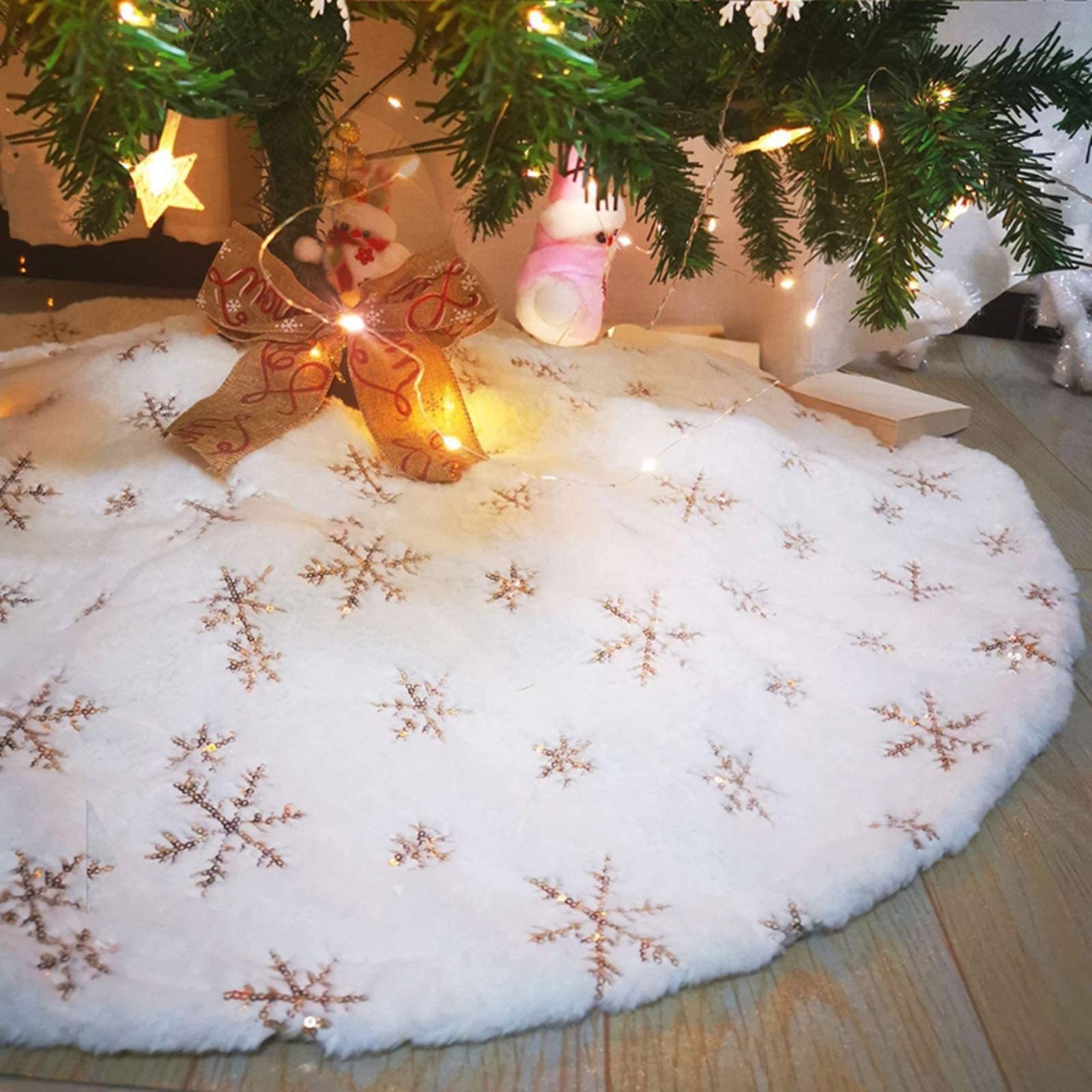 Wholesale Golden Snowflake Tree Skirt 90cm display picture 3