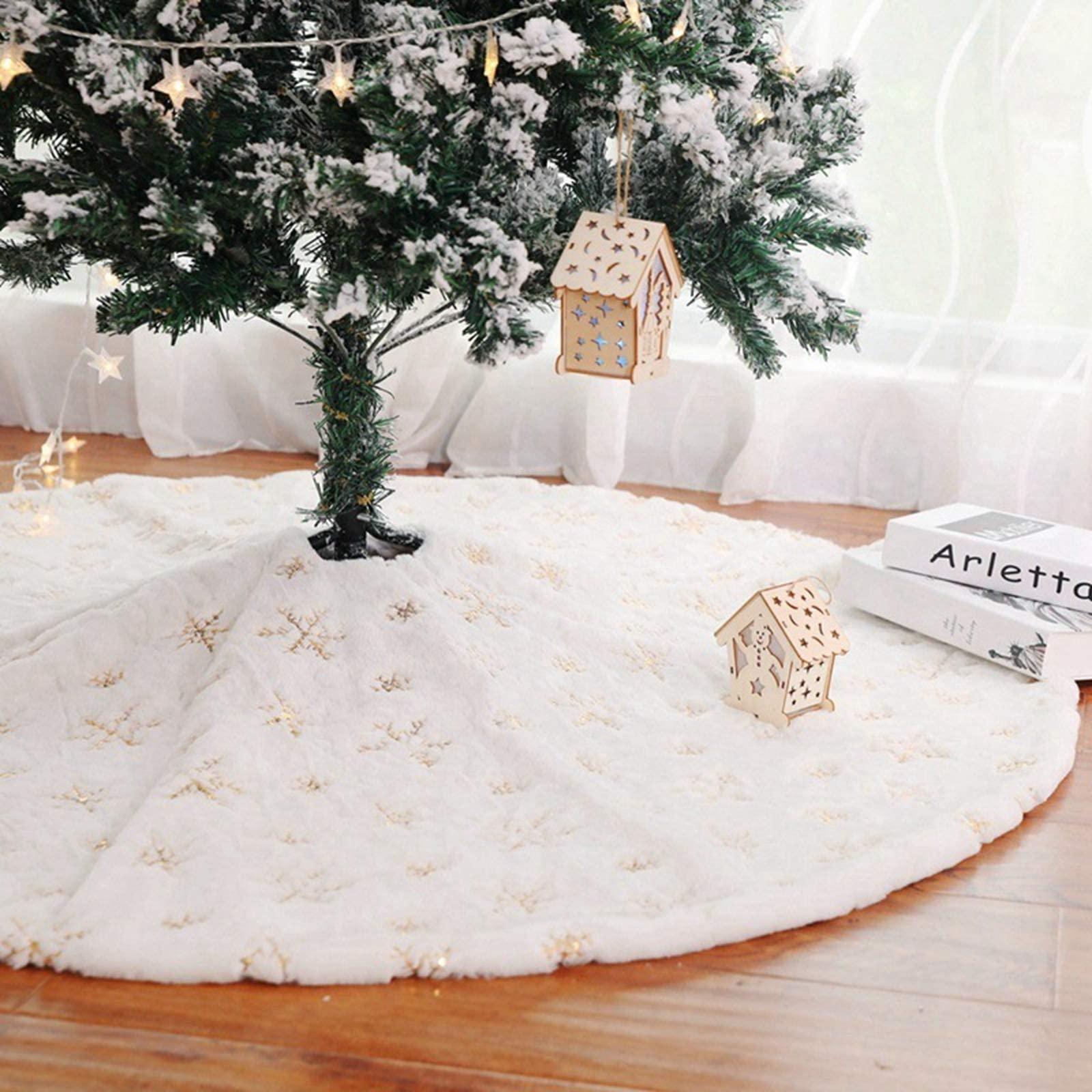 Wholesale Golden Snowflake Tree Skirt 90cm display picture 4