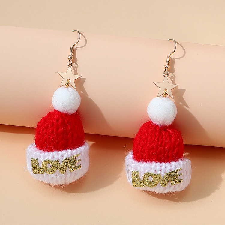 Christmas Series Creative Wild Little Star Christmas Hat Earrings display picture 1