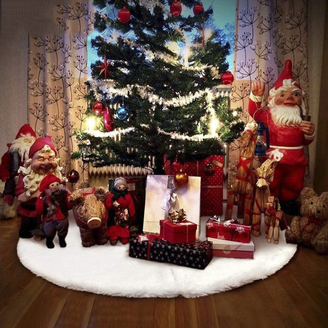 Vente En Gros Jupe De Sapin De Noël En Peluche Blanche display picture 6